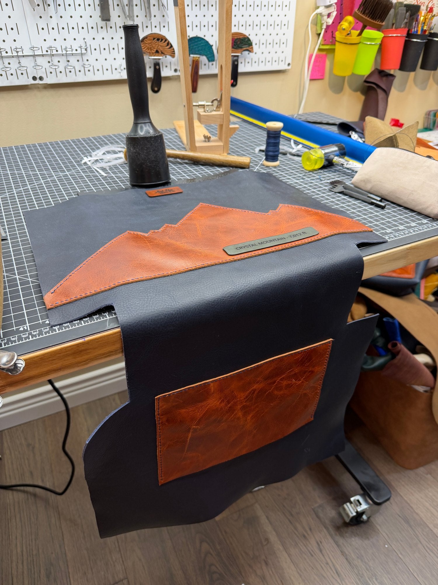 The Crystal Mountain front and back panels taking shape at the bench.